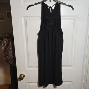 SHEIN Elegant Black Crochet Midi Dress